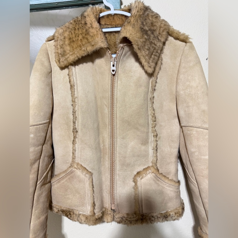 Vintage Braunda Exclusive brand leather/suede sherling lined jacket/coat Sz S-M